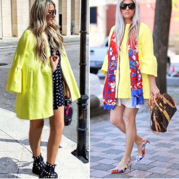 NWT❣️ ZARA Yellow Frilled Bell Sleeve Zip Coat 🔥 - Picture 2 of 6